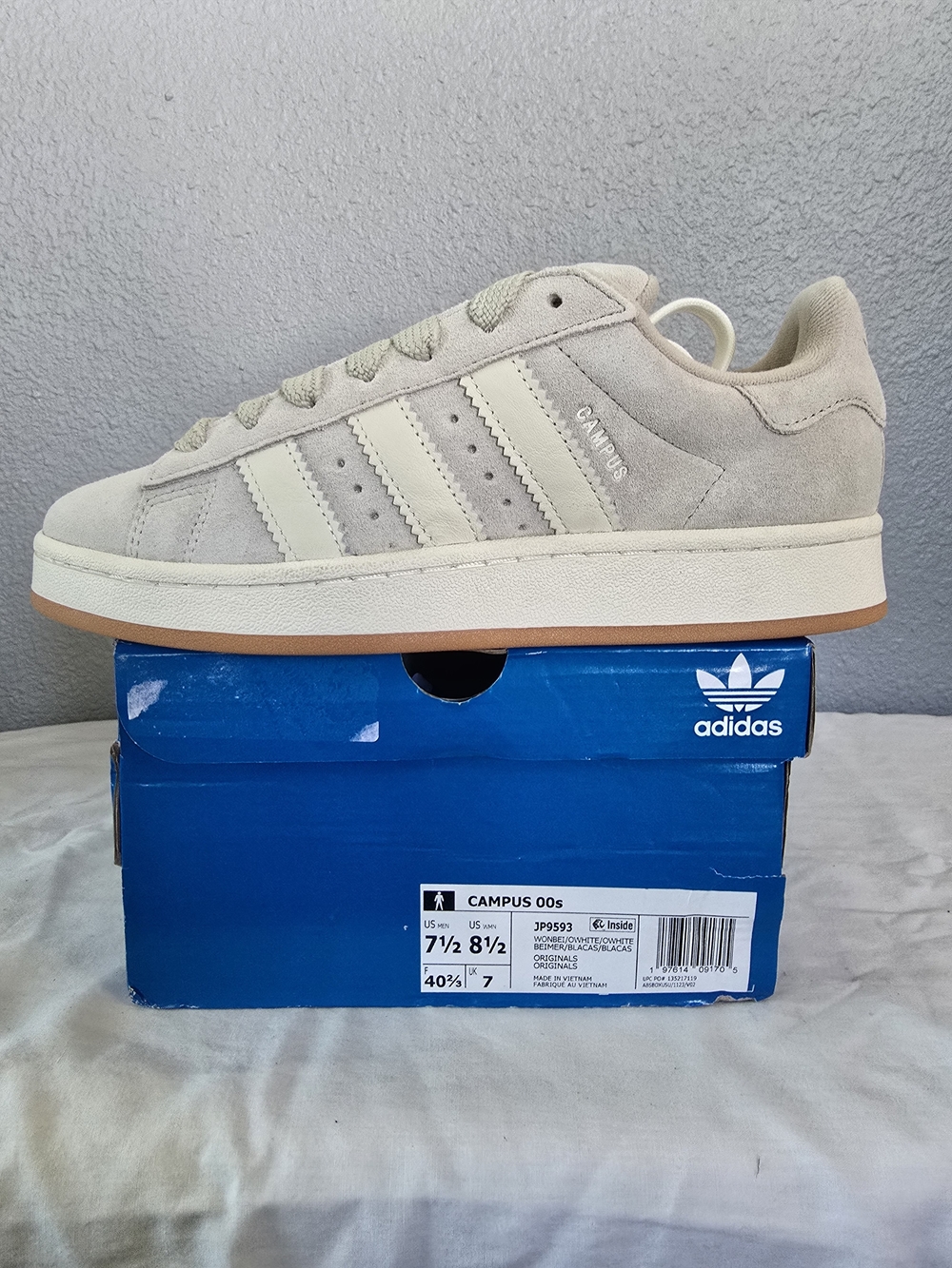 adidas Campus 00s Suede Sneakers in Light Gray with Gum Sole